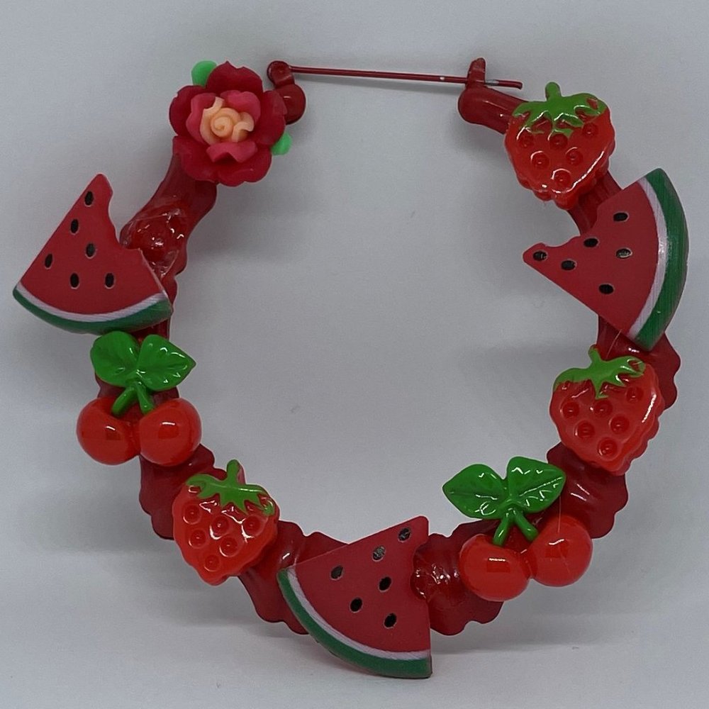 Red Bamboo Earrings